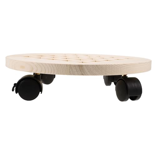 Mikikit Universal Wheel Blumentopf Basis rollbare Pflanzenständer mit Rädern Pflanzmaschine Pflanzenwagen mit Rädern Hochleistungs-Pflanzwalze Pflanzentopfhalter Blumenpothalter Holz Beige von Mikikit