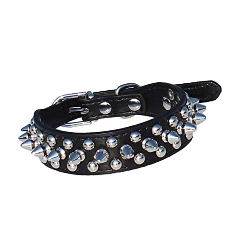 Mikikit Verstellbares Hundehalsband Aus PU Mit Nieten S Für Kleine Langlebiges Haustierhalsband Mit Stylischem Design Für Tägliche von Mikikit