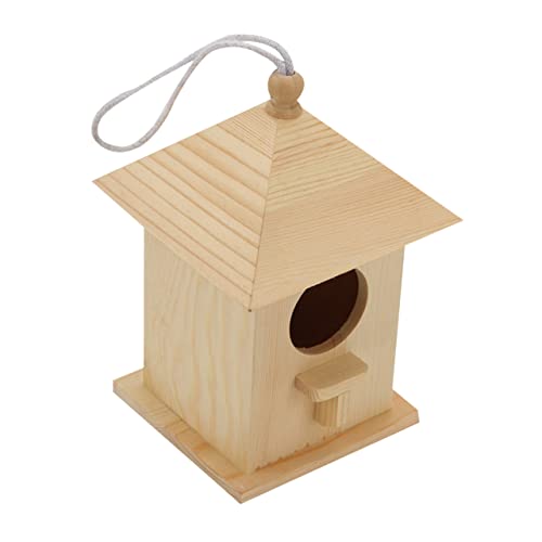 Mikikit Vogelgartennest aus Holz Vogelhäuschenkäfig Jay Häuser coop Nester Zeder füttern vogelhaus Vogelnest aus Holz Vogelnest im Freien Vogelzubehör Holznest für Vögel Bambus Beige von Mikikit