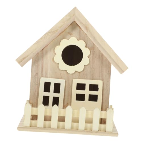 Mikikit Vogelnest Dekoration Holzdekor gartendeko Garden Decor Bird cage Vogelhaus für Gartenvögel vogeltränke käfig zartes Vogelhaus Zubehör für Vogelhäuser Vogelhütte hölzern Khaki von Mikikit