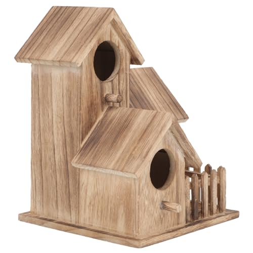 Mikikit Vogelnest aus Holz Nisthütte für Vogelsittiche Nesthaus für Sittiche Nester Dekorativ groß vogelhaus Birds Papageien freistehender Vogelhäuschen Vogelspielzeug für Sittiche hölzern von Mikikit