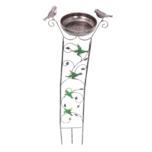 Mikikit Vogeltränke aus Metall für Garten Dekoratives Vogelbad mit Design für Verschiedene Wetterbedingungen zu Installieren für Wildvögel von Mikikit