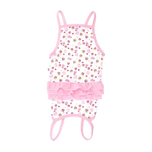 Mikikit Welpenrock Tutu-Kleid für Hunde Hund Sommer Tutu Erdbeere Sommerkleid aus weicher Baumwolle für Welpen Rüsche Baumwoll putztuch hundekleidung Hund Klammerrock Haustier-Shirts Rosa von Mikikit