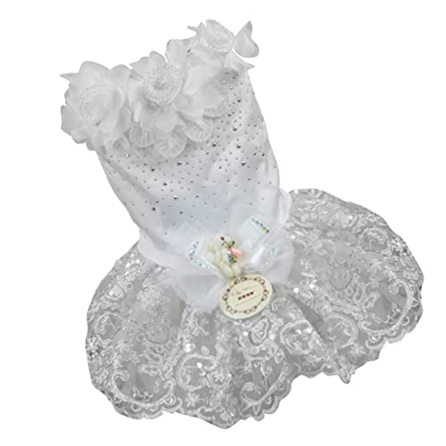 Mikikit Welpenrock groß Hund Tutu tragen Bogen Kostüme Haustier binden hundekleidung hundebekleidung Dog Accessories hundezubehör hundekleider hundeaccessoires Dog Clothes Weiß von Mikikit