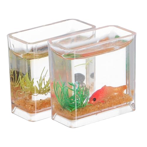 Mikinona 2 Stück Maßstab Realistisches Fischglas Dekor Betta Fischschale Desktop Fischbecken Puppenhaus Zubehör für Mikrolandschaft Mikinona 2 Stück Maßstab Realistisches Fischglas Dekor Betta Fischschale Desktop Fischbecken Puppenhaus Zubehör für Mikrolandschaft von Mikinona