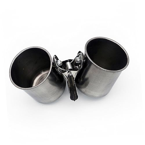 Mikinona 2PCs Große Edelstahl Vogel Fütterung Wasser Schüssel Clamp Papagei Feeder für Vögel Tasse von Mikinona