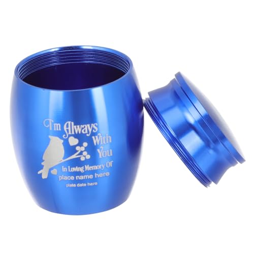 Mikinona Pet Parrot Cremated Box Mini Ashes Urn für Haustier Andenken Glatte Oberfläche Edle Gedenkurne in Royalblau Kleine Aschebehälter zur Erinnerung an Verstorbene Vögel von Mikinona