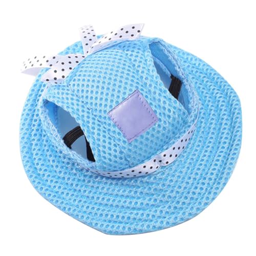 Dog Mesh Sun Cap, Hunde Baseball Cap, Haustier Baseball Mütze, Haustier Visor Caps, Hund Sport Hüte, mit Ohrlöchern und Verstellbarem Kinnriemen, für Hunde Haustiere Welpen, Mesh blau, S von Mikiuly