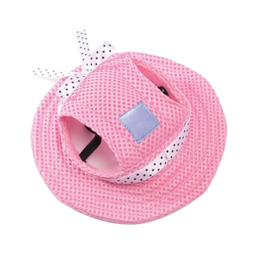 Dog Mesh Sun Cap, Hunde Baseball Cap, Haustier Baseball Mütze, Haustier Visor Caps, Hund Sport Hüte, mit Ohrlöchern und Verstellbarem Kinnriemen, für Hunde Haustiere Welpen, Rosa, S von Mikiuly