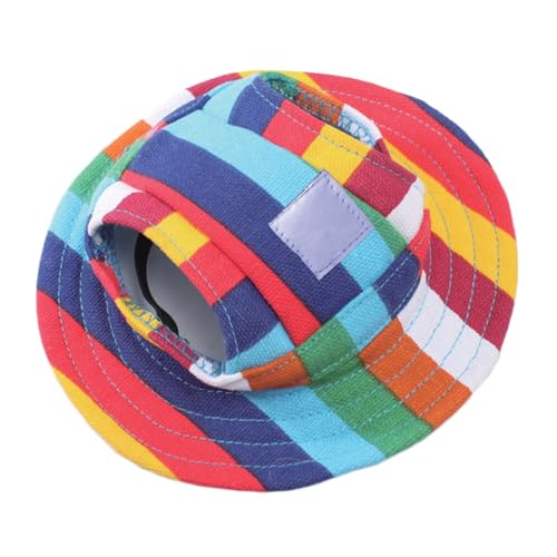 Dog Mesh Sun Cap, Hunde Baseball Cap, Haustier Baseball Mütze, Haustier Visor Caps, Hund Sport Hüte, mit Ohrlöchern und Verstellbarem Kinnriemen, für Hunde Haustiere Welpen,Streifen, S von Mikiuly