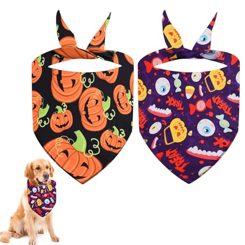 Halloween Hund Bandana, Haustier Bandana, Halloween Hundehalstuch, Hunde Kopftücher, Haustier Dreieck Lätzchen, Dreieck Hund Schal, für kleine, mittelgroße, große Hunde und Katze, 2 Stück Halloween Hund Bandana, Haustier Bandana, Halloween Hundehalstuch, Hunde Kopftücher, Haustier Dreieck Lätzchen, Dreieck Hund Schal, für kleine, mittelgroße, große Hunde und Katze, 2 Stück von Mikiuly