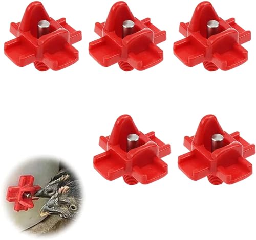 Hühnertränke, Automatische Hühnertränke, Automatische Nippeltränke, Geflügel Wassertrinker, Wassernippel Nippeltränke Wassertrinker Werkzeug für Küken Vogel Wachtel Taube Geflügel,rot,5 Stücke von Mikiuly