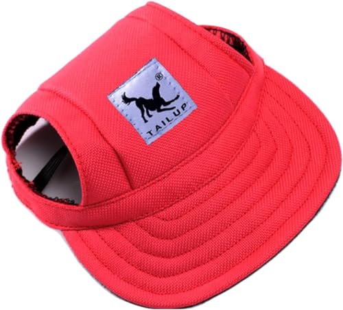 Hunde Baseball Cap, Haustier Baseball Mütze, Haustier Baseball Outdoor Cap, Haustier Visor Caps, Hund Sport Hüte, mit Ohrlöchern und Verstellbarem Kinnriemen, für Hunde Haustiere Welpen, Rot, S von Mikiuly