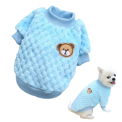 Hundepullover, Haustier Plüsch Pullover, Hundekleidung, Hunde Warme Wintermäntel, Hundepullover Weiche Verdickung Warm Welpe Haustier Kostüm Winter Welpenpullover für Hunde Katzen, L, Blau von Mikiuly