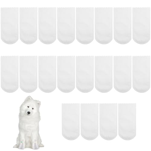 Hundeschuhe Pfotenschutz, Hundesocken Pfotenschutz, Einweg Hundeschuhe, Hundesocken für Hunde im Innenbereich im Freien, Wasserdicht Haustier Schuhüberzieher, Weiß, 20 Stücke von Mikiuly