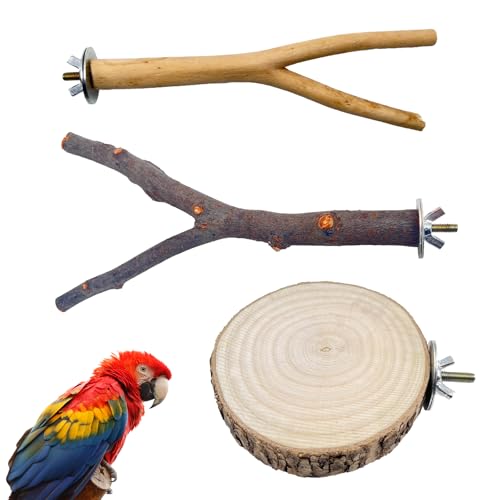 Natur Sitzstangen, Naturholzstangen für Vögel, Vogelsitzstangen, Vogelständer, Vogelstange aus Holz, Vogel Spielzeug Sitzstangen Set für Wellensittich Nymphensittich Kanarienvogel, 3 Stück Natur Sitzstangen, Naturholzstangen für Vögel, Vogelsitzstangen, Vogelständer, Vogelstange aus Holz, Vogel Spielzeug Sitzstangen Set für Wellensittich Nymphensittich Kanarienvogel, 3 Stück von Mikiuly