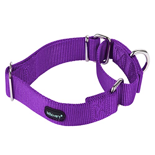 Mikivery Martingale Hundehalsband, Nylon, verstellbar und Sicherheitstraining, Lila, bequeme Metallschnalle, Haustierhalsbänder für kleine, mittelgroße und große Hunde von Mikivery