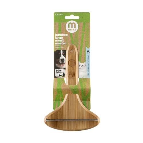 Mikki Bamboo Moult Master Brush Blade für Hunde- und Katzenpflege, Haarausfall & Unterwolle, entfernt sicher lose Haare, mit rostfreien Edelstahlzähnen, groß von Mikki