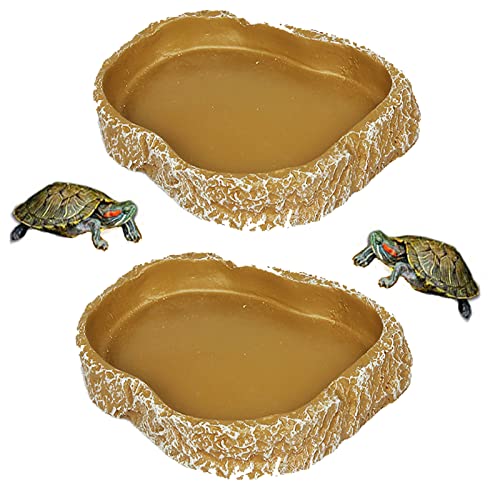 Mikqky 2 Stücke Wasser- und Futterschale für Reptilien, Reptilienschale Futterschale, Schildkröten Futterschale, für Kleine Reptilienschildkröten Amphibien Gecko Schlangen Eidechse von Mikqky