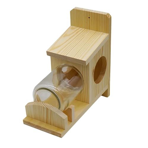 Milageto Eichhörnchen-Futterspender, Eichhörnchenhaus, Holzornament, wetterfest, multifunktional, mit Vorratsglas für Nüsse und Erdnüsse für draußen, Hinterhof Milageto Eichhörnchen-Futterspender, Eichhörnchenhaus, Holzornament, wetterfest, multifunktional, mit Vorratsglas für Nüsse und Erdnüsse für draußen, Hinterhof von Milageto