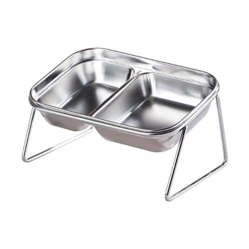 Milageto Erhöhte Katzennäpfe aus Edelstahl für Futter und Wasser, rutschfest, Tierbedarf, Schnurrhaarfreundlich, Tiernapf mit Metallständer von Milageto