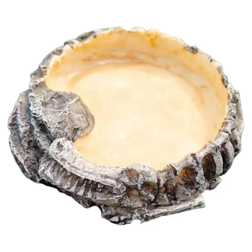 Milageto Flacher Wasser- und Futternapf für Reptilien mit Innentrittzubehör für Kleintiere, 15 cm Durchmesser, vielseitige Wasserschale aus Kunstharz von Milageto