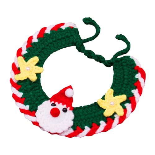 Milageto Gestrickter Lätzchen-Katzen-Halsband, handgewebter Schal, Weihnachts-Katze-Weihnachts-Strickhalsband-Schal, Kätzchen-Halsketten-Zubehör von Milageto