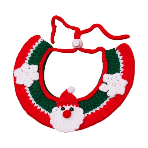 Milageto Gestrickter Lätzchen-Katzen-Halsband, handgewebter Schal, Weihnachts-Katze-Weihnachts-Strickhalsband-Schal, Kätzchen-Halsketten-Zubehör von Milageto
