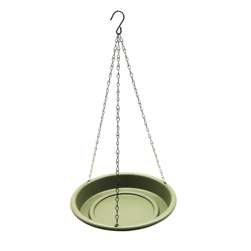 Milageto Hängender Vogelfutterspender, Futternapf und Kette, stabil mit Metallhaken, hängendes Vogelbad für Hof und Terrasse, GrÜn von Milageto