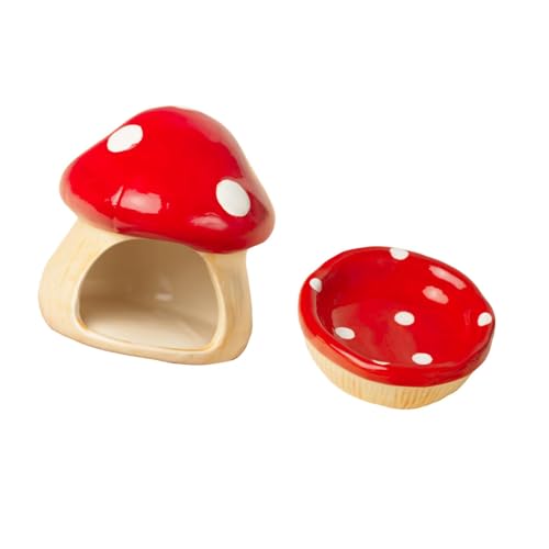 Milageto Hamsterhaus aus, Versteck für Kleintiere, Höhle, für den Innenbereich, multifunktional, mit Futternapf für Kleintiere, Zwerghamster, Rot von Milageto