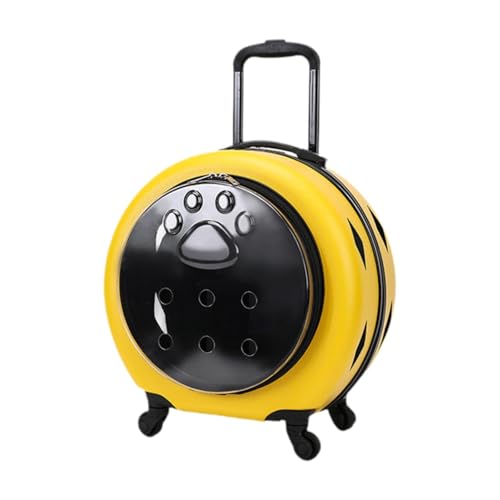 Milageto Haustier-Trolley-Kiste mit Rädern, Weltraumkapsel-Katzen-Reisetasche, tragbarer Katzen-Welpen-Hundeträger für Reisen, Outdoor, Spazierengehen, GELB Milageto Haustier-Trolley-Kiste mit Rädern, Weltraumkapsel-Katzen-Reisetasche, tragbarer Katzen-Welpen-Hundeträger für Reisen, Outdoor, Spazierengehen, GELB von Milageto