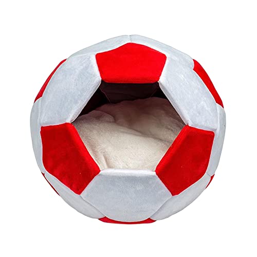 Milageto Haustierbett, Rutschfestes, Atmungsaktives, Warmes, Fußballförmiges, Waschbares, Hundeschlafbett, Haustier, rotes L von Milageto