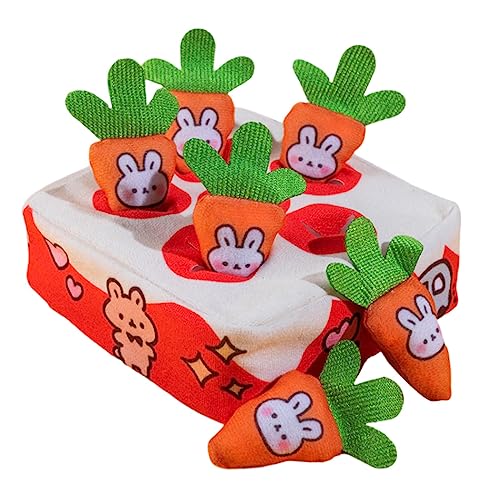 Milageto Hunde-Plüsch-Karottenmatten-Puzzle-Spielzeug, kreatives Hunde-Kauspielzeug, frühes Lernspielzeug, interaktives Hundespielzeug, langsames Futter, 6 Stück Karotten von Milageto