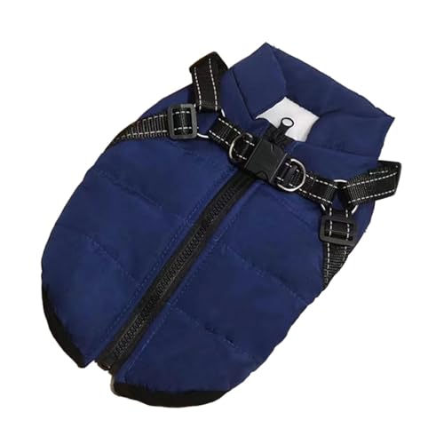 Milageto Hundemantel, kleine Hundekleidung, Kostüm, Outdoor-Sport, Bequeme Hundebekleidung, verdickt, wasserdicht, für Hunde, warme Weste, Reißverschluss, blau M von Milageto