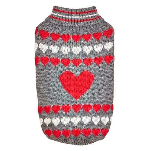 Milageto Hundepullover zum Valentinstag, kleine Hundepullover mit Herz, Haustierpullover, Welpenpullover, grau L von Milageto