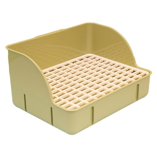 Milageto Kaninchentoilette, Haustiertoilette, 29 x 22 x 15,5 cm, Bettpfanne, Urinierpfanne, Käfigtoilette, Bettkasten, Töpfchentrainer für kleine Tiere, Hase, grünes PP-Netz von Milageto