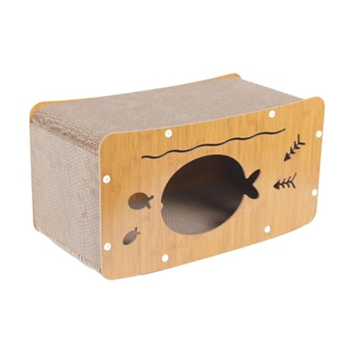 Milageto Katzen-Kratzbox aus Pappe, würfelförmig, recycelbar, für Katzen im Innenbereich, Katzenhaus aus Pappe, Wellpappe-Kratzbox, L von Milageto