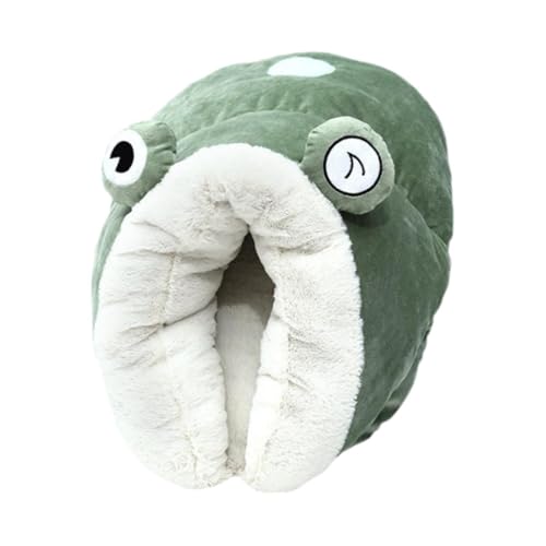 Milageto Katzenhöhlenbett, Plüsch-Wühlhöhle, rutschfeste Unterseite, mit Kapuze, süße Katzenhütte, Schlafsack, warmes Winterbett für Haustiere, Geschenk für, Frosch Milageto Katzenhöhlenbett, Plüsch-Wühlhöhle, rutschfeste Unterseite, mit Kapuze, süße Katzenhütte, Schlafsack, warmes Winterbett für Haustiere, Geschenk für, Frosch von Milageto