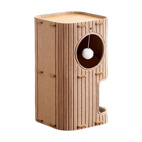 Milageto Katzenkletterbaum mit Versteck für Katzen, Gemütlicher Unterschlupf und Spielbereich aus Filz, Hellbraun, 2 Ebenen Milageto Katzenkletterbaum mit Versteck für Katzen, Gemütlicher Unterschlupf und Spielbereich aus Filz, Hellbraun, 2 Ebenen von Milageto