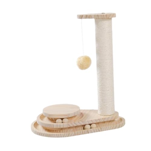 Milageto Katzenkratzbaum, stabiles Kätzchenspielzeug mit baumelndem Ball, Katzenkratzbaum, Holzkugelbahn für Katzen, Unterhaltung und Spielen für Kätzchen Milageto Katzenkratzbaum, stabiles Kätzchenspielzeug mit baumelndem Ball, Katzenkratzbaum, Holzkugelbahn für Katzen, Unterhaltung und Spielen für Kätzchen von Milageto