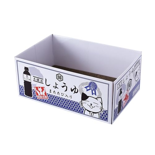 Milageto Katzenkratzbox aus Pappe, kompaktes Katzenkratzpad, langlebig, für kleine und mittelgroße Katzen, Kätzchen, Nest, Katzenminze, Box, Bett, Dunkelblau von Milageto