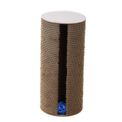 Milageto Katzenkratzbrett mit Glockenball, Wellpappe-Spielzeug, kompaktes Holzzubehör, Kratzbrett, Katzenkratzbaum für Kätzchen, Holz von Milageto
