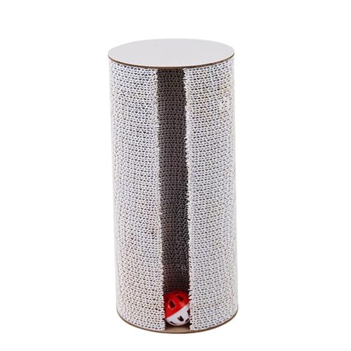 Milageto Katzenkratzbrett mit Glockenball, Wellpappe-Spielzeug, kompaktes Holzzubehör, Kratzbrett, Katzenkratzbaum für Kätzchen, Weiß Milageto Katzenkratzbrett mit Glockenball, Wellpappe-Spielzeug, kompaktes Holzzubehör, Kratzbrett, Katzenkratzbaum für Kätzchen, Weiß von Milageto