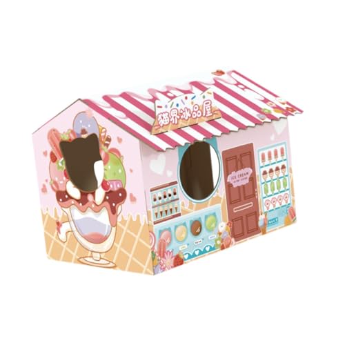 Milageto Katzenkratzerhaus Wellblecher Papier Cartoon Versteck Lounge Katzenkarton für schlafende kleine Tiere kleine, mittlere Katze Milageto Katzenkratzerhaus Wellblecher Papier Cartoon Versteck Lounge Katzenkarton für schlafende kleine Tiere kleine, mittlere Katze von Milageto
