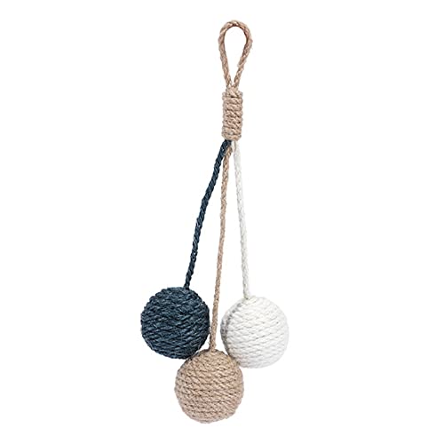 Milageto Katzenspielzeug Bälle, Langlebig er Teaser Sisal Kratzen Interaktives Haustier für Kätzchen Trainingsgerät Indoor Katzen Haustierbedarf Sp, Blau-Beige-Weiß von Milageto
