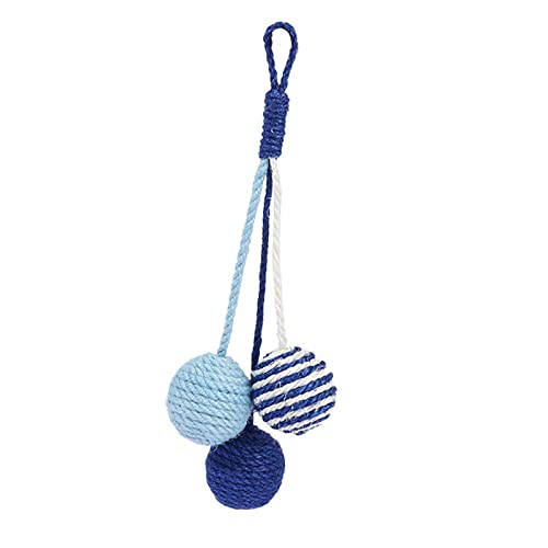 Milageto Katzenspielzeug Bälle, Langlebig er Teaser Sisal Kratzen Interaktives Haustier für Kätzchen Trainingsgerät Indoor Katzen Haustierbedarf Sp, Blau von Milageto