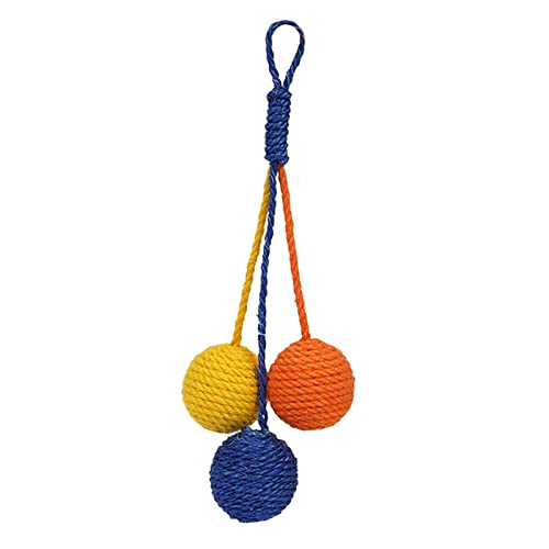 Milageto Katzenspielzeug Bälle, Langlebig er Teaser Sisal Kratzen Interaktives Haustier für Kätzchen Trainingsgerät Indoor Katzen Haustierbedarf Sp, Orange Gelb von Milageto