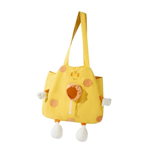 Milageto Katzentragetasche, Katzenhandtasche mit Schultergurt, tragbare Haustiertragetasche, Haustier-Umhängetasche für Reisen, Welpen, Katzen und kleine Hunde, Gelb, XL von Milageto