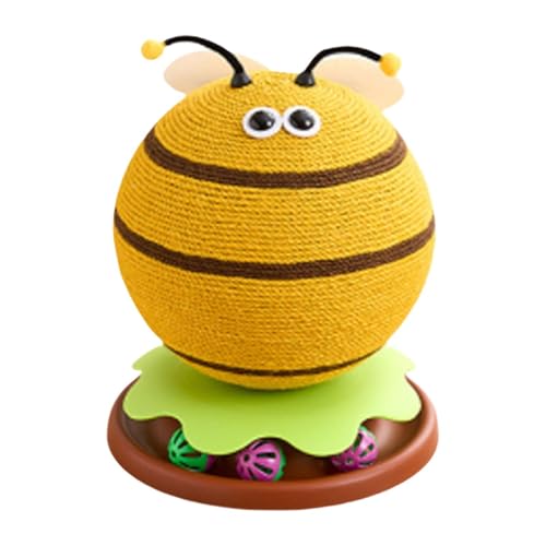 Milageto Kratzball für Katzen, Stabiler Sockel, niedlicher Sisal-Kratzbaum, mit Sisal überzogener Kratzbaum zum Spielen, Biene Milageto Kratzball für Katzen, Stabiler Sockel, niedlicher Sisal-Kratzbaum, mit Sisal überzogener Kratzbaum zum Spielen, Biene von Milageto
