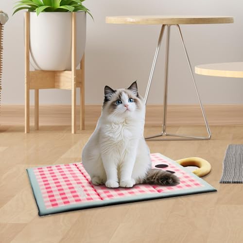 Milageto Kühlmatte für Haustiere, Katzen und Hunde, Isomatte aus Eisseide, kühl halten, Sommerbett, Kissen, Matratze für Sitz, Auto, Außenbereich, Kisten, Pink S von Milageto